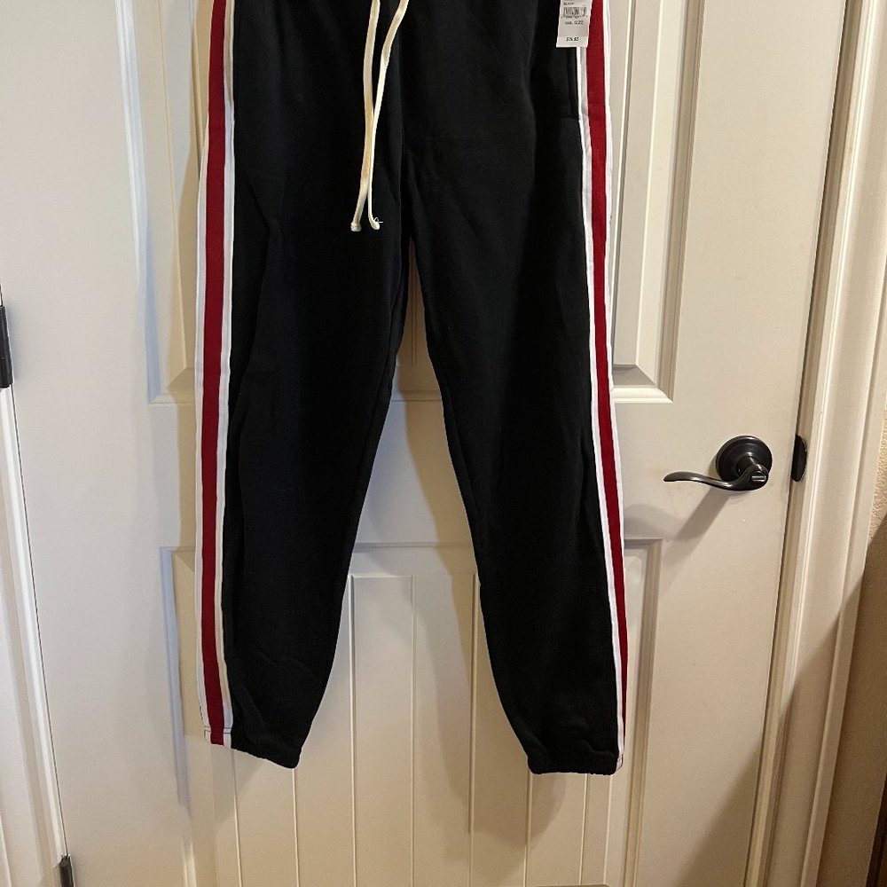 PacSun Black with red/white stripe Sweatpants - Size Small NWT